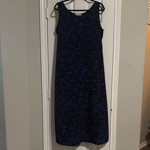Worthington Blue and Black Floral Midi Dress